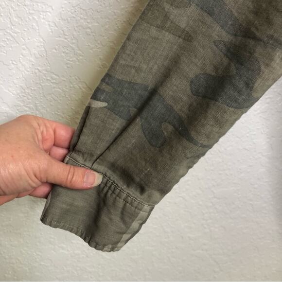 Rails army green gray camo linen blend button shirt dress size Small - Picture 15 of 16